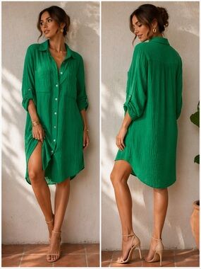 chinese dress ladies Midi linen dress BOHOL in Green